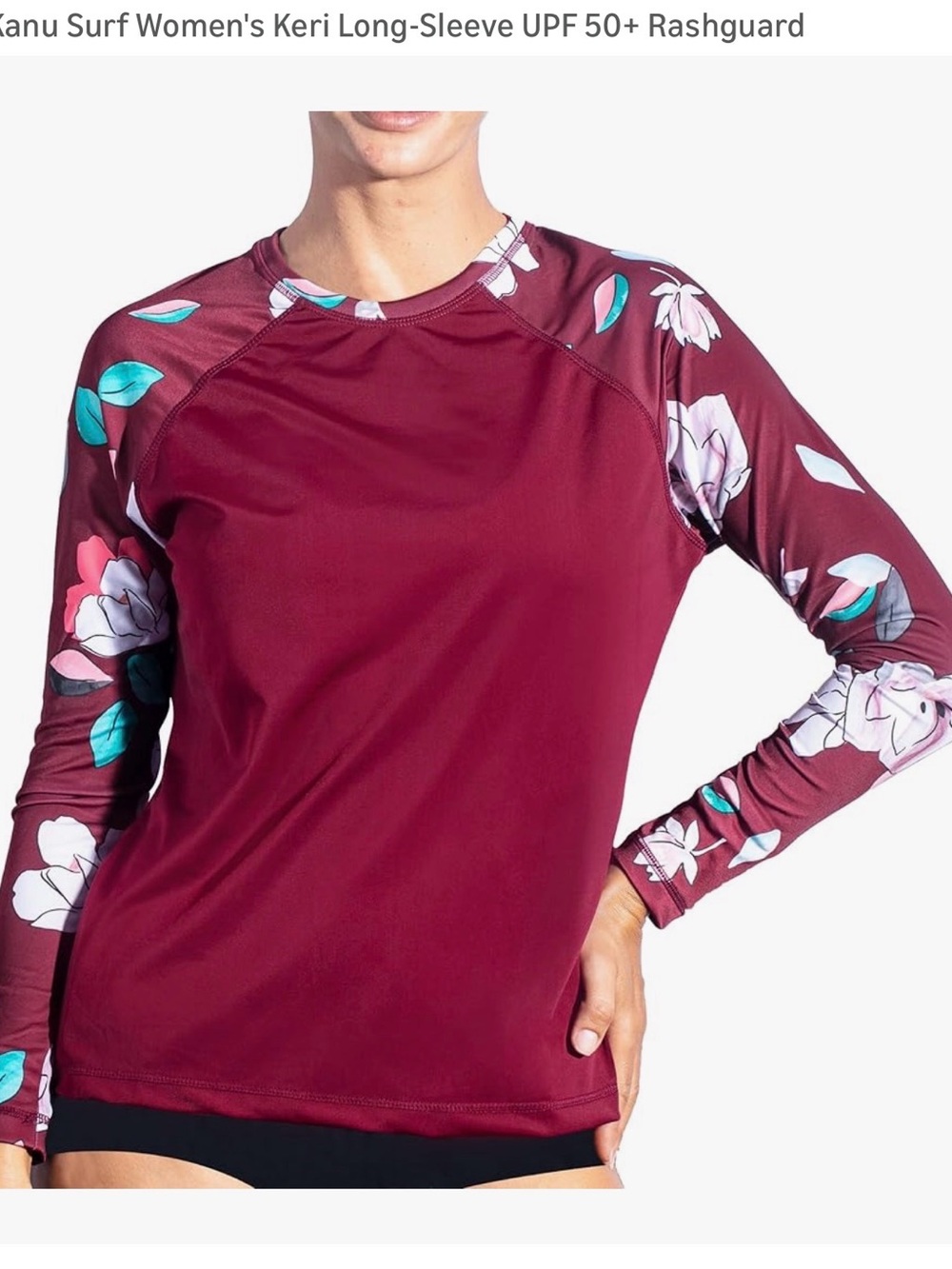Kanu Surf Burgundy Long-Sleeve Floral Sleeve Rashguard
